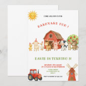 RED AND GREEN FARM BIRTHDAY PARTY INVITATION (Devant / Derrière)