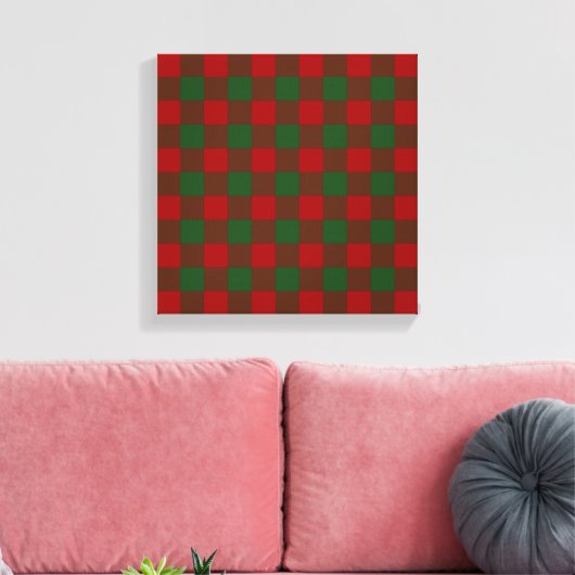 Red and Green Gingham Pattern Canvas Afdruk (Insitu (Woonkamer))