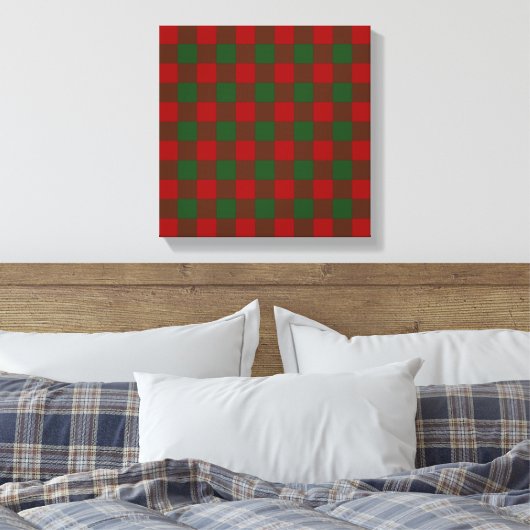 Red and Green Gingham Pattern Canvas Afdruk (Insitu (Slaapkamer))