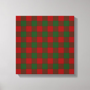 Red and Green Gingham Pattern Canvas Afdruk