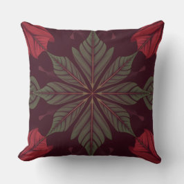 Red and Green Leaf Square Throw Pillow Kussen