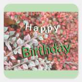 Red and Green Leaves Happy Birthday Stickers (Devant)