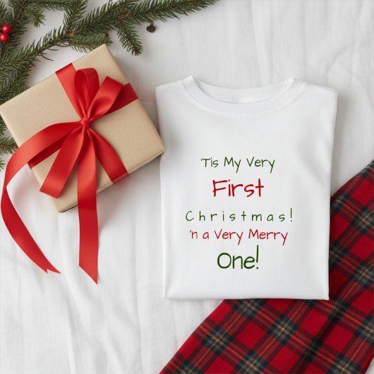 Red and Green Personalized First Baby Christmas