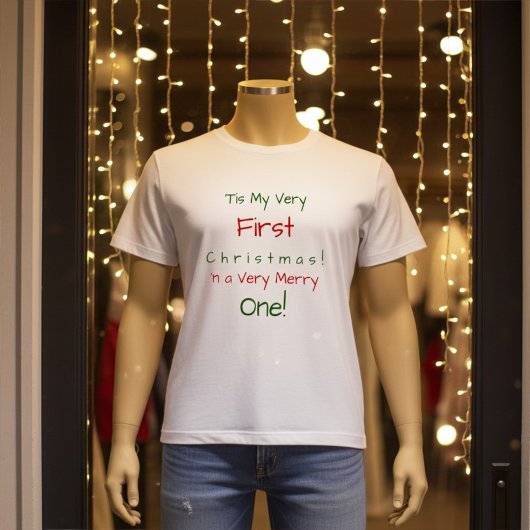 Red and Green Personalized First Baby Christmas