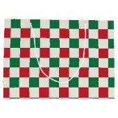 Red and Green Retro Holiday Check Pattern Groot Cadeauzakje (Achterkant)