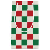Red and Green Retro Holiday Check Pattern Klein Cadeauzakje (Voorkant)