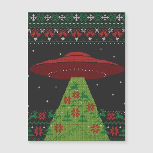 Red and Green UFO Tractor Beam Ugly Kerstmis (Voorkant)