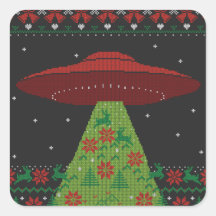 Red and Green UFO Tractor Beam Ugly Kerstmis