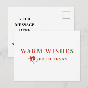 Red and Green Warm Wishes from Texas Briefkaart