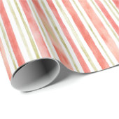 Red and Green Watercolor Stripes Cadeaupapier (Rol Hoek)