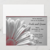 Red and Grey Floral Highlights Engagement Party Kaart (Voorkant / Achterkant)