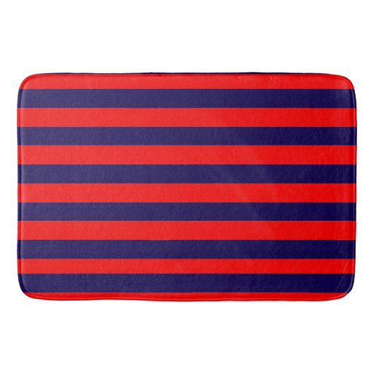 Red and Navy Blue Nautical Stripes  Badmat (Voorkant)
