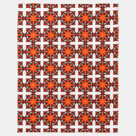 Red and orange geometric pattern  fleece deken (Voorkant)