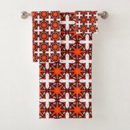 Red and orange geometric pattern Towel Bad Handdoek