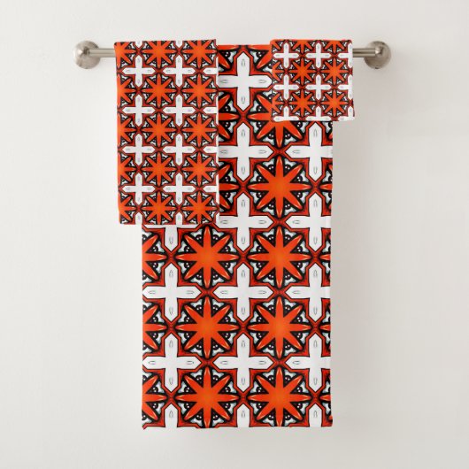 Red and orange geometric pattern Towel Bad Handdoek (Insitu)