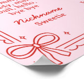 Red and Pink Bow Cake 1st Birthday Milestone Sign Poster (Hoek)