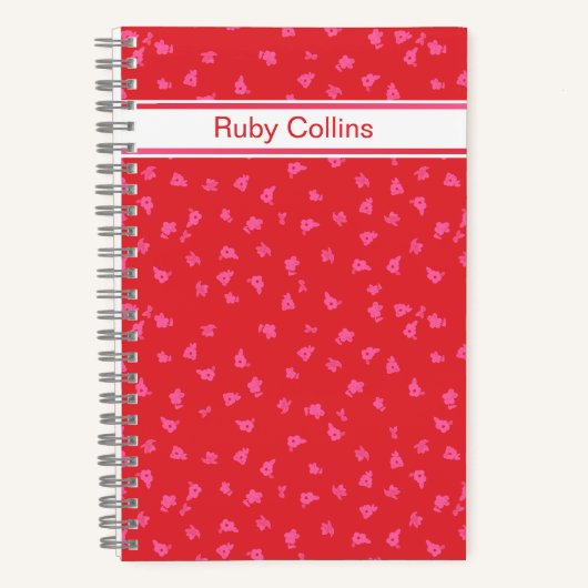 Red and Pink Ditsy Floral Notebook Notitieboek (Voorkant)