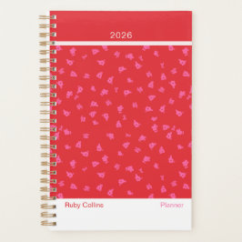 Red and Pink Feminine Minimalist Floral Planner