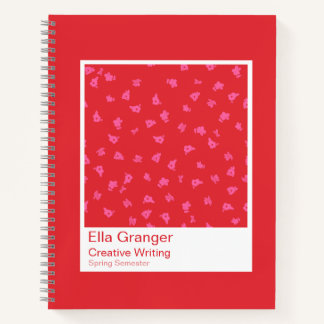 Red and Pink Floral Notebook Notitieboek