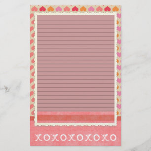 Red and Pink Hearts Stationery - optionele lijnen Briefpapier