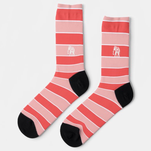 Red and pink stripes with white elephant sokken (Links)