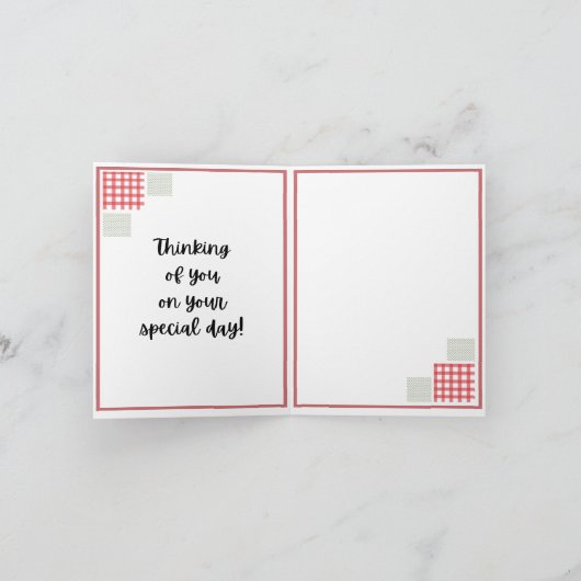 Red and Sage Stippen en Gingham - 21e verjaardag Kaart (Binnen)