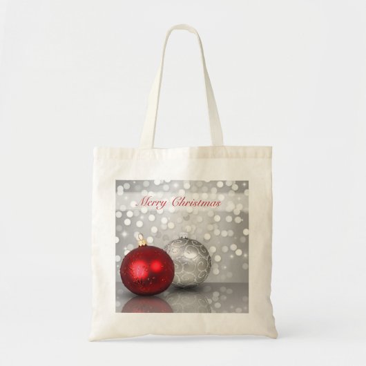 Red and Silver Christmas Tree Balls Exquisite Tote Bag (Voorkant)