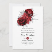 Red and Silver Floral Mr. & Mrs Wedding Kaart (Voorkant)