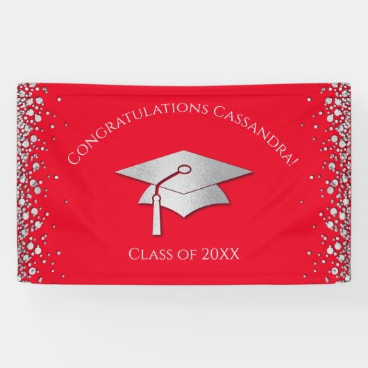 Red and Silver Graduation Spandoek (Horizontaal)