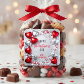 Red and Silver Heart Balloons Valentine's Day Vierkante Sticker