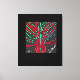 Red and Teal Green Tree  Canvas Afdruk