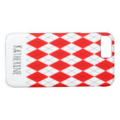 Red and White Argyle Pattern iPhone 7/8 Hoesje (Achterkant (Horizontaal))