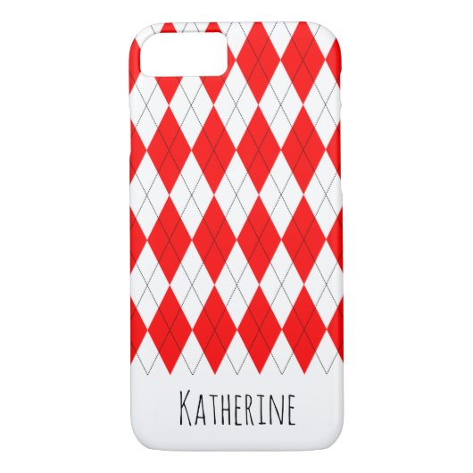 Red and White Argyle Pattern iPhone 7/8 Hoesje (Achterkant)