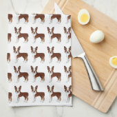Red and White Boston Terrier Cartoon Dog Pattern Theedoek (Quarter Fold)