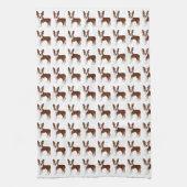 Red and White Boston Terrier Cartoon Dog Pattern Theedoek (Verticaal)