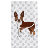 Red and White Boston Terrier Cartoon Dog & Paws Klein Cadeauzakje (Achterkant)
