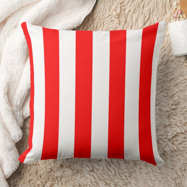 Red and White Cabana Stripes  Kussen (Deken)