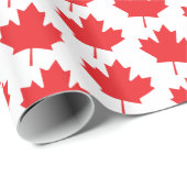 Red and White Canadian Maple Leaf Pattern Cadeaupapier (Rol Hoek)