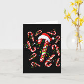 Red And White Candy Cane Santa Christmas  Kaart (Gele Bloem)