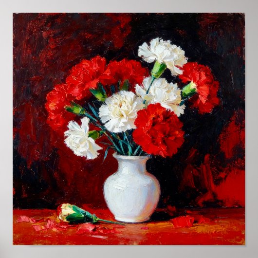 Red and White Carnations After Van Gogh Poster (Voorkant)