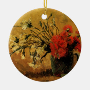 Red And White CarNations by Vincent van Gogh Keramisch Ornament