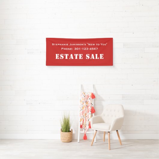 Red and White Estate Sale Company Jumbo Spandoek (Insitu)