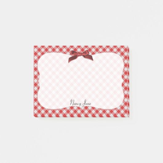 Red and White Gingham Check Pattern Gepersonalisee Post-it® Notes (Voorkant)