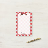 Red and White Gingham Check Pattern Gepersonalisee Post-it® Notes (Op bureau)
