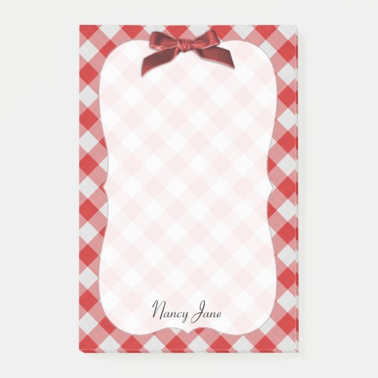 Red and White Gingham Check Pattern Gepersonalisee Post-it® Notes (Voorkant)