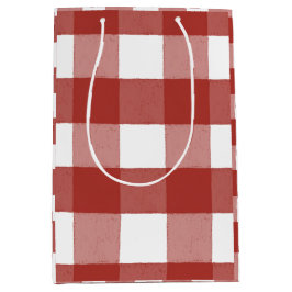 Red and White Gingham Gift Bag Medium Cadeauzakje
