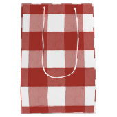 Red and White Gingham Gift Bag Medium Cadeauzakje (Achterkant)