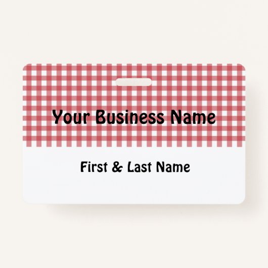Red and White Gingham Name Badge (Devant)