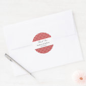 Red and White Gingham Pattern Barbeque Bedankt Ronde Sticker (Envelop)
