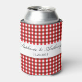 Red and White Gingham Pattern Barbeque Wedding Blikjeskoeler (Blikje Voorkant)